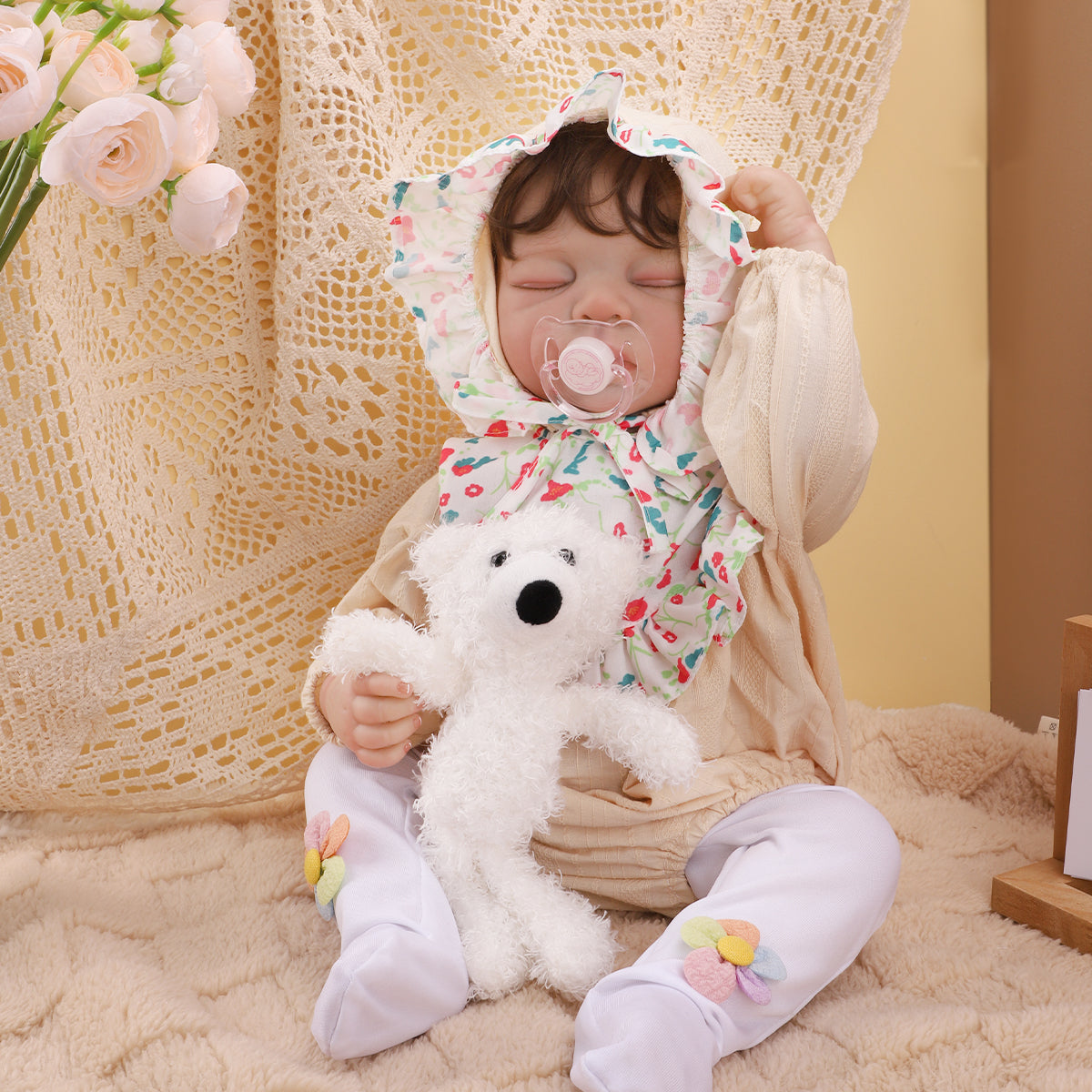 Brastoy Boneca Bebê Reborn Pintada Menina Marry 55cm Silicone OTA-IG587CS