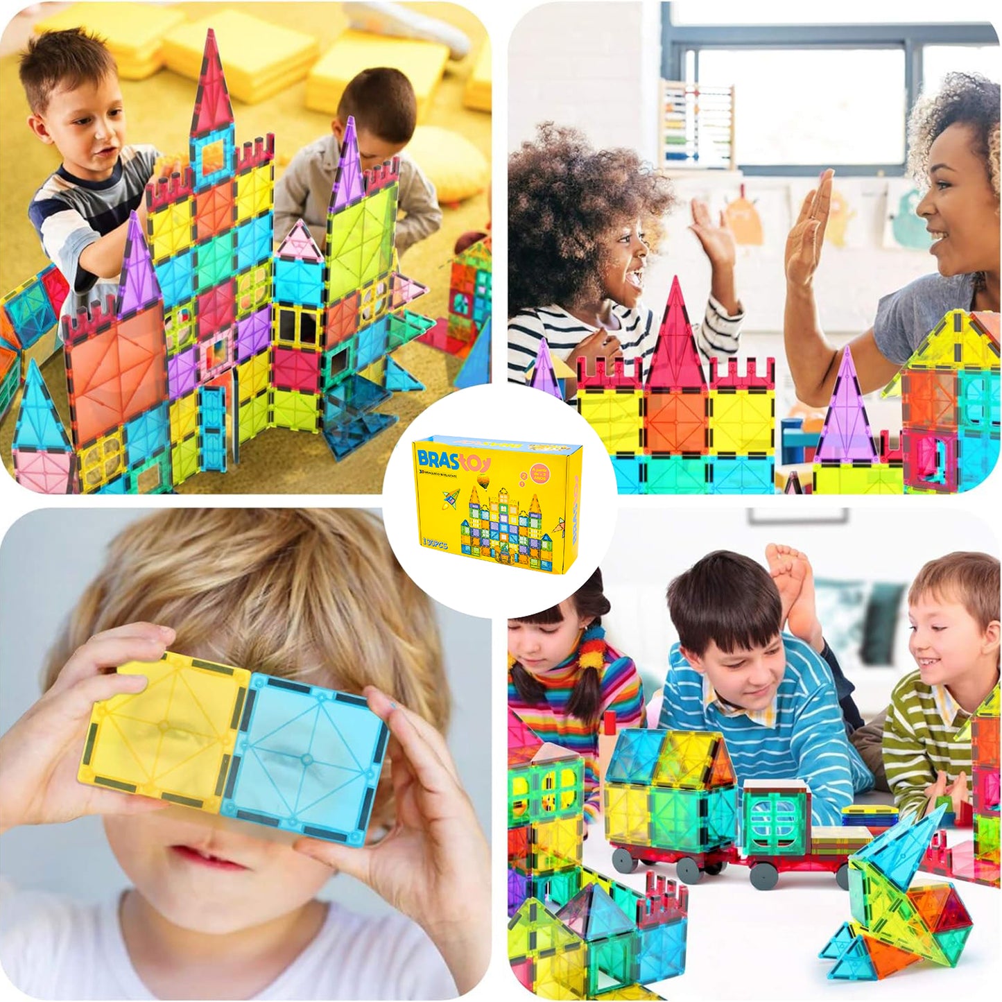 Blocos de Montar Magnéticos Construção Brinquedo Educativo Infantil (130 Peças) OTA-BM439