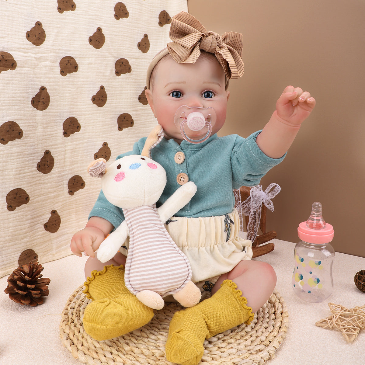 Brastoy Boneca Bebê Reborn Pintada Menina Realista De Silicone Princesa 48cm OTA-IG569CS