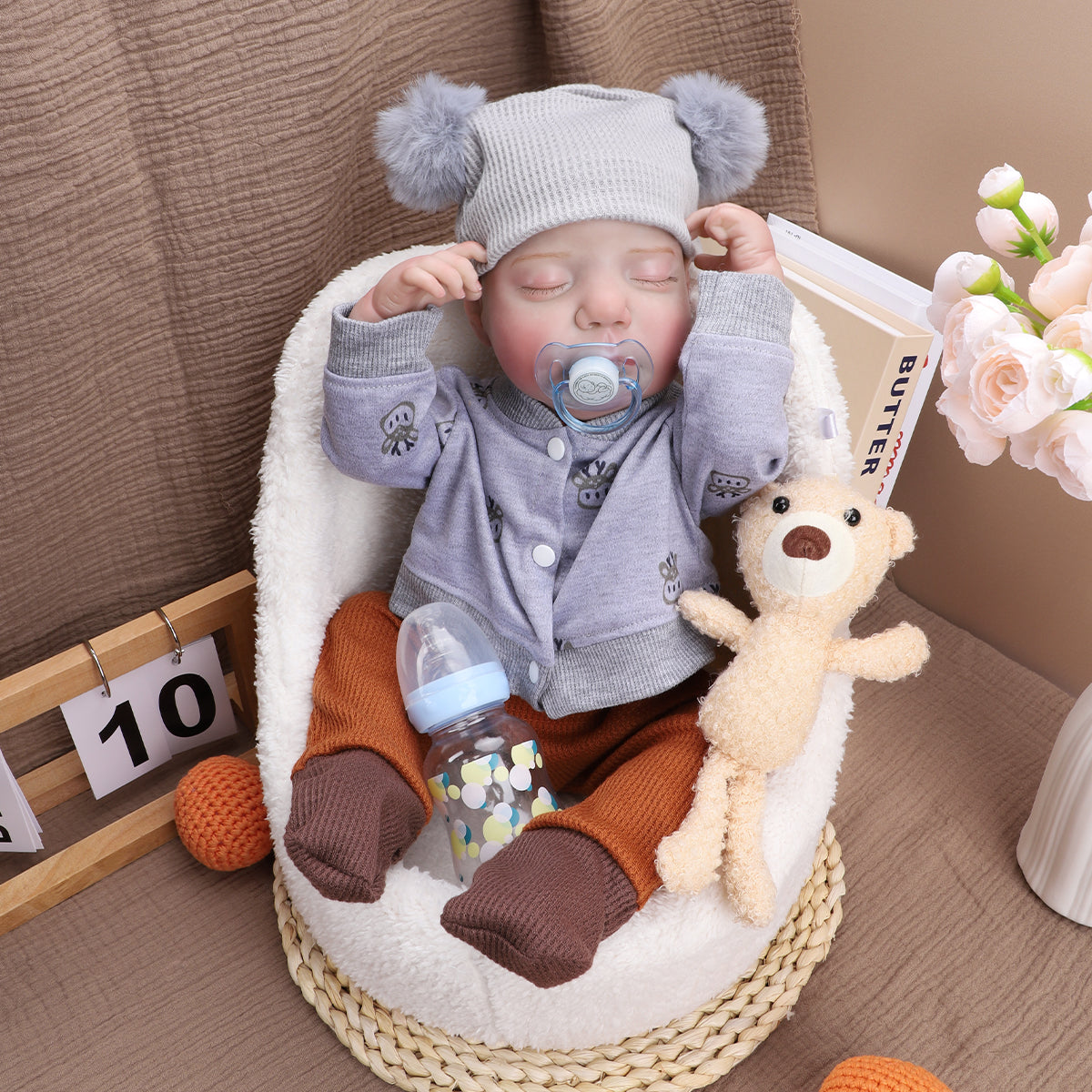 Brastoy Bebê Reborn Boneca 48cm Menino Silicone Pintada Realista OTA-IG576CS