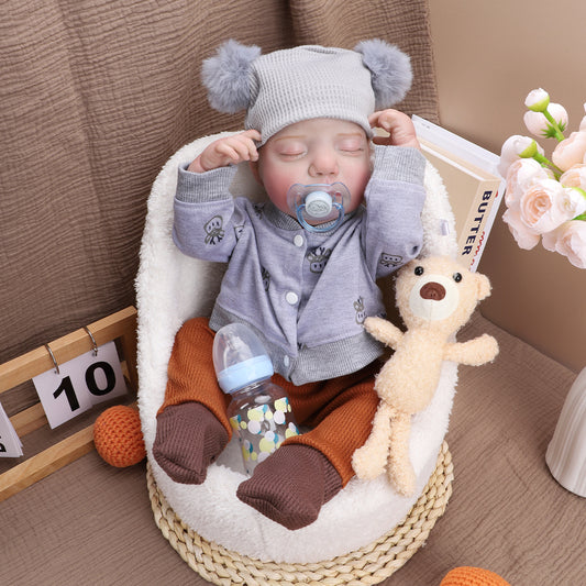 Brastoy Bebê Reborn Boneca 48cm Menino Silicone Pintada Realista OTA-IG576CS