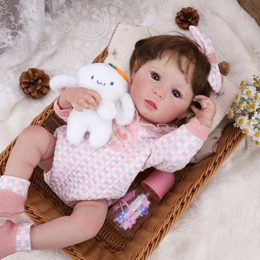 Brastoy Bebê Reborn Boneca Silicone Menina Realita Pintada 48cm OTA-IG249CS
