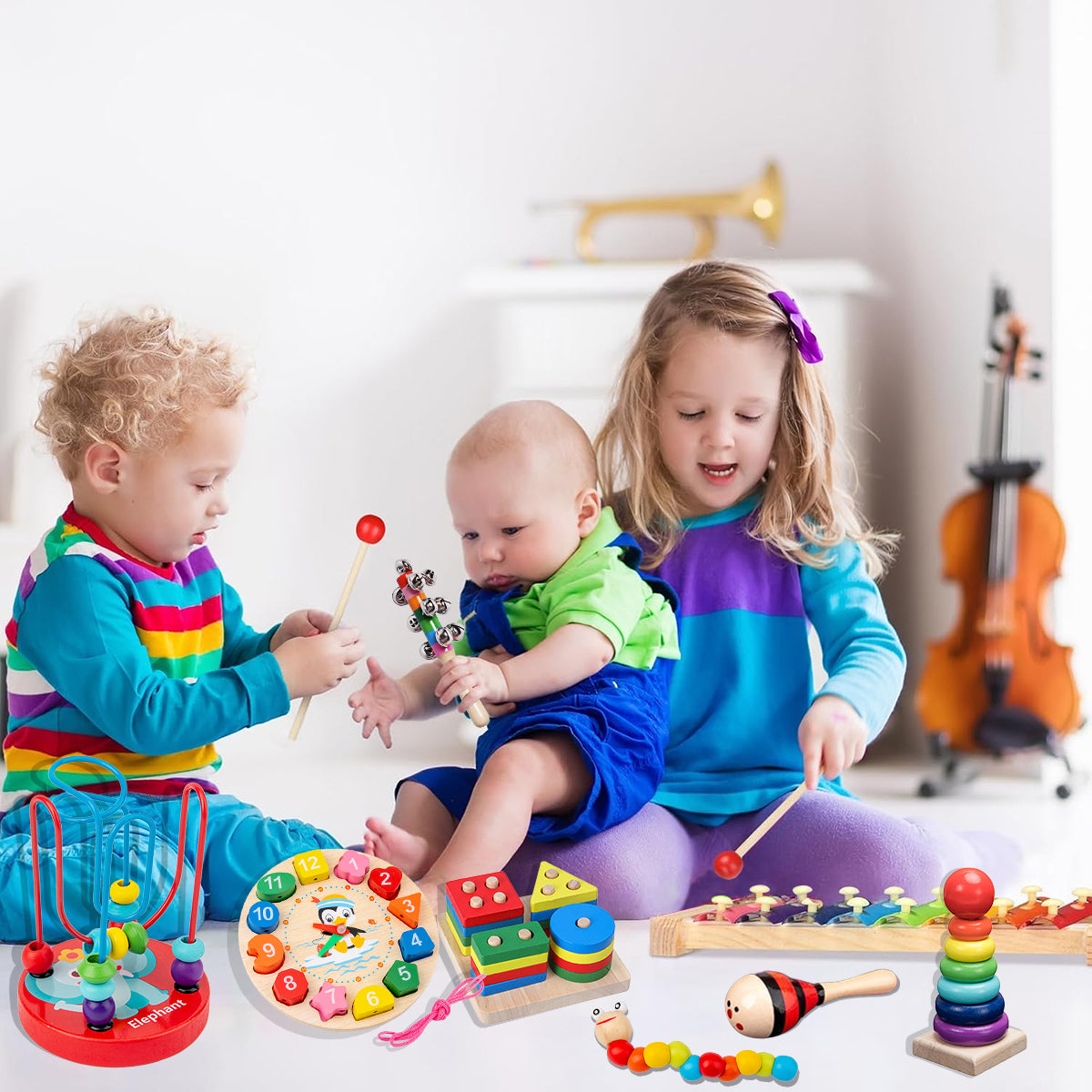Brinquedo Educativo Montessori - Conjunto de Madeira com 8 Peças, Para Crianças de 1 a 3 Anos  KJ9104YZ