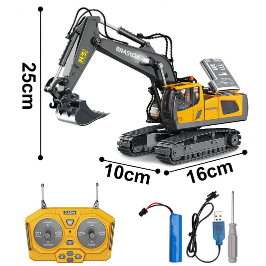 STEM Brinquedos  Escavadeira de Controle Remoto - Caminhão de Construção de Controle Remoto, Presente para Crianças de 4 a 11 Anos TC990