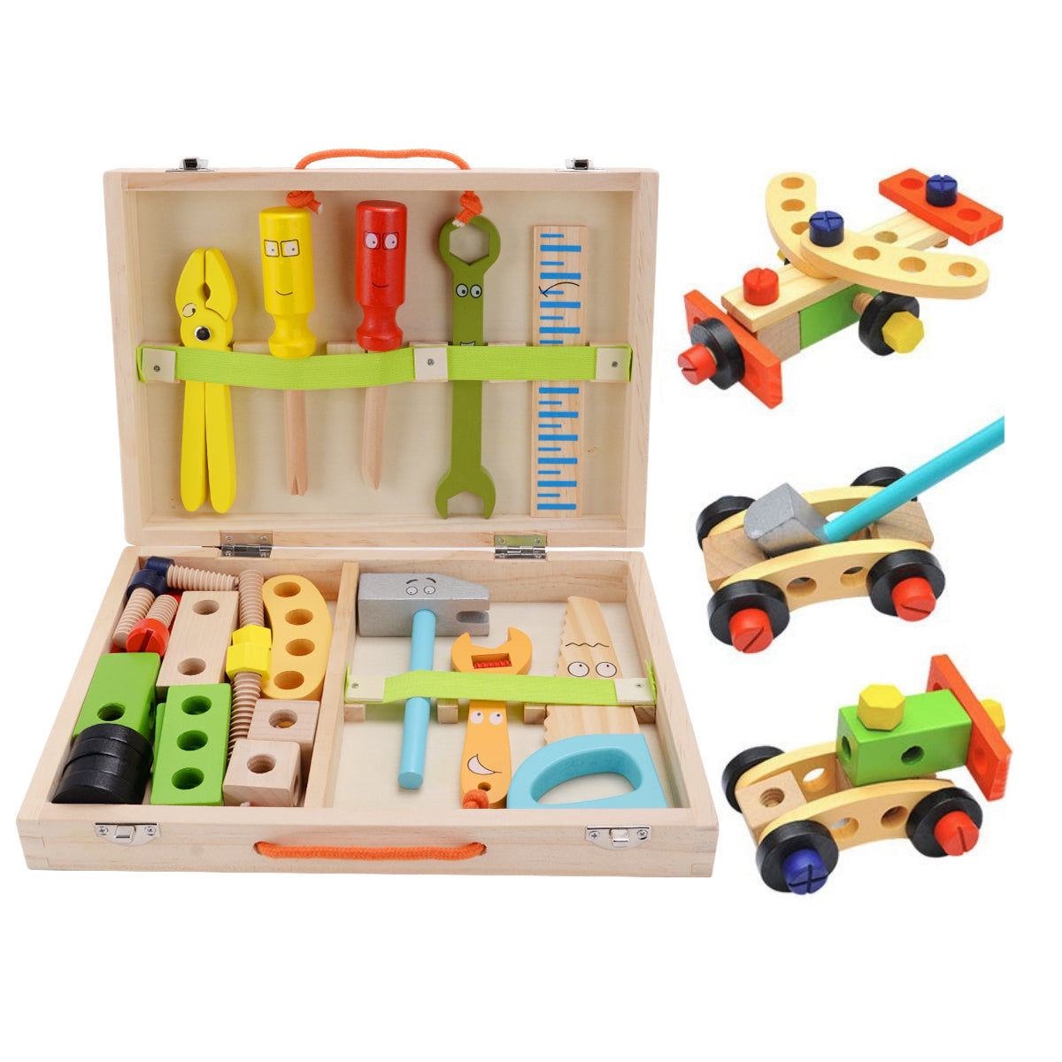 Brastoy Kit Caixa Maleta Madeira Infantil Com Ferramentas Montessori OTA-BM125