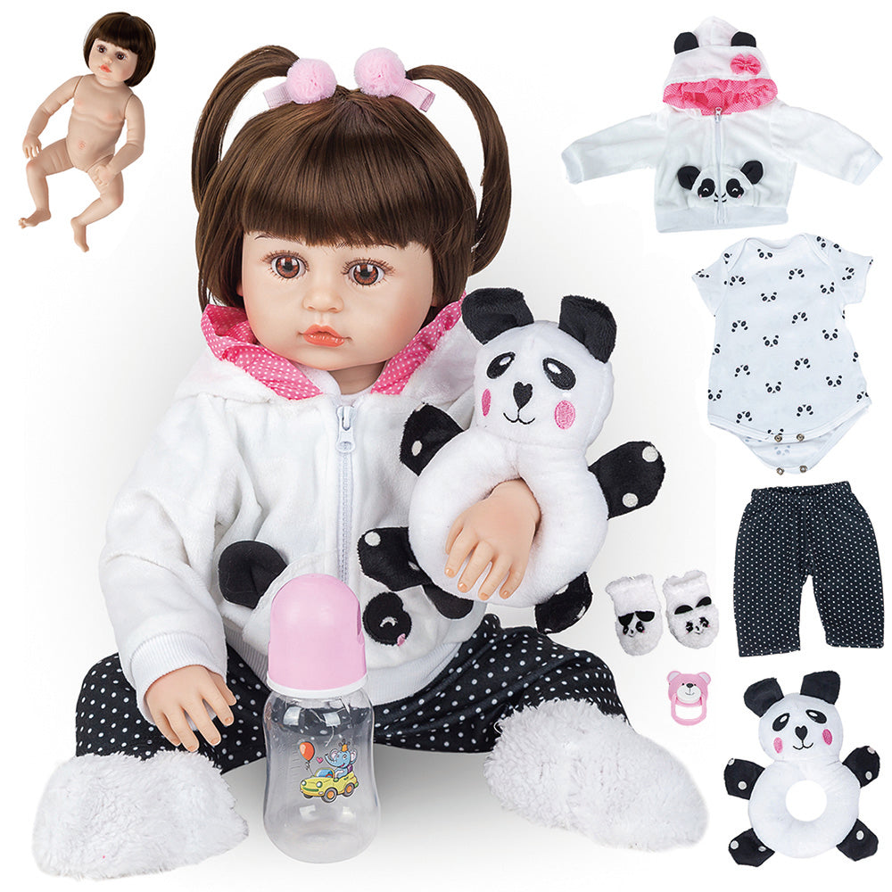 Brastoy Bebe Reborn Menina Panda 100% Silicone Com Acessórios IG-510