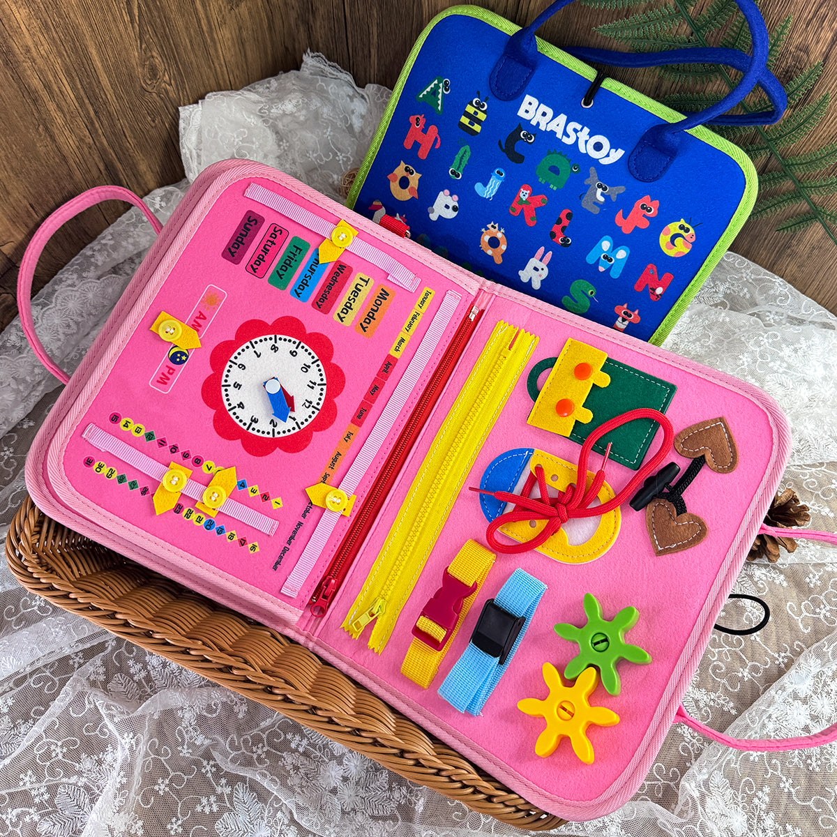 Placa de Montessori Sensorial para Crianças Maleta Educativa Brinquedo (Azul)  OTA-BM106