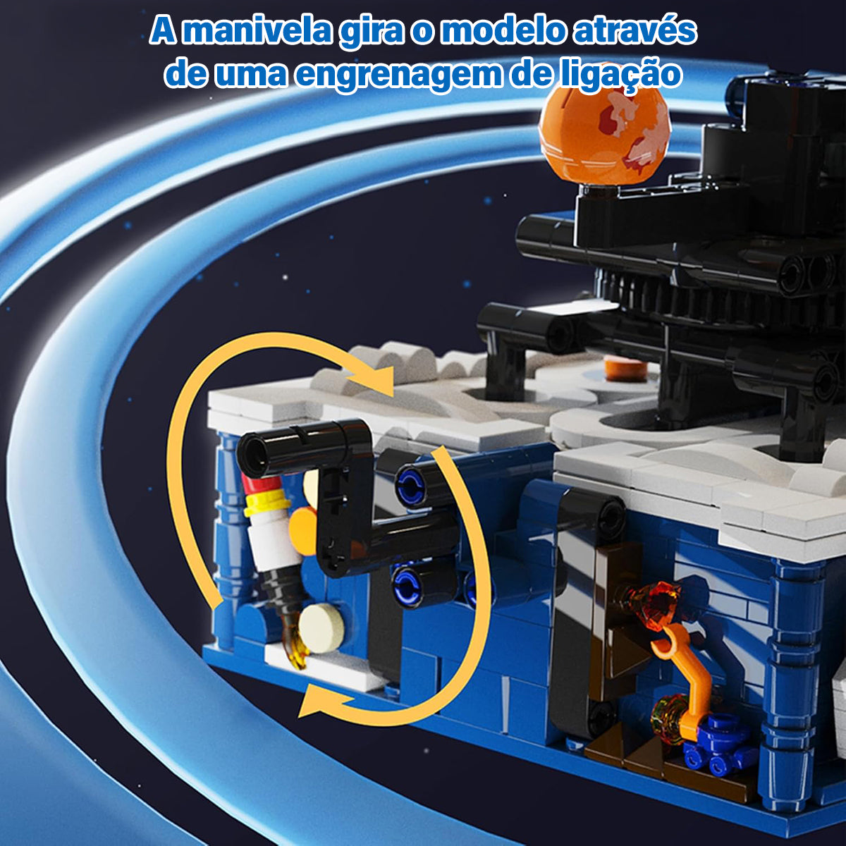 Conjunto de Blocos de Montar Construção Sistema Solar - Brinquedo de Planeta Giratório, Inclui Nove Planetas e Conjunto de Foguetes, Adequado para Crianças de 8 a 14 Anos, STEM Brinquedos   KJ9014BC