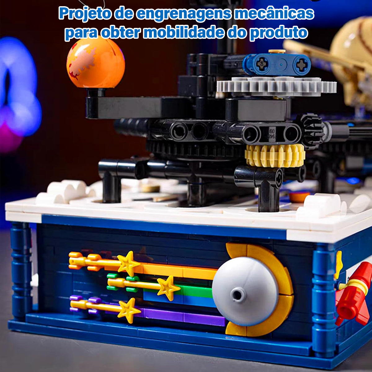 Conjunto de Blocos de Montar Construção Sistema Solar - Brinquedo de Planeta Giratório, Inclui Nove Planetas e Conjunto de Foguetes, Adequado para Crianças de 8 a 14 Anos, STEM Brinquedos   KJ9014BC