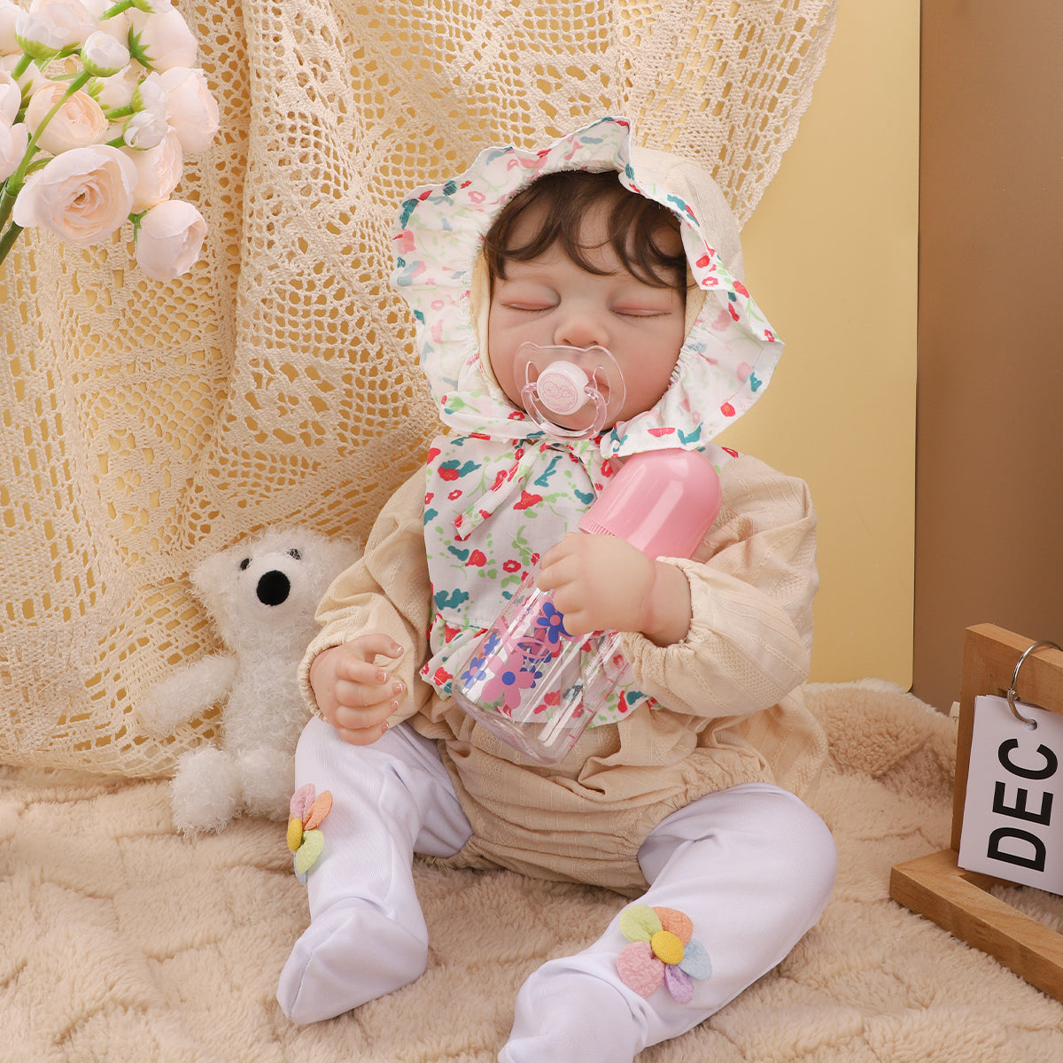 Brastoy Boneca Bebê Reborn Pintada Menina Marry 55cm Silicone OTA-IG587CS