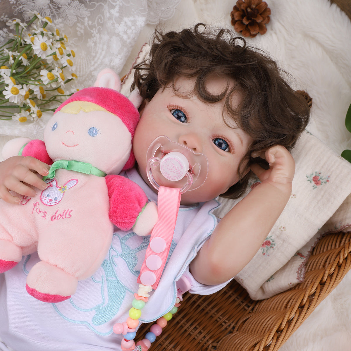 Brastoy Bebê Reborn Boneca 48cm Menina Sorridente Silicone Realista OTA-IG570CS