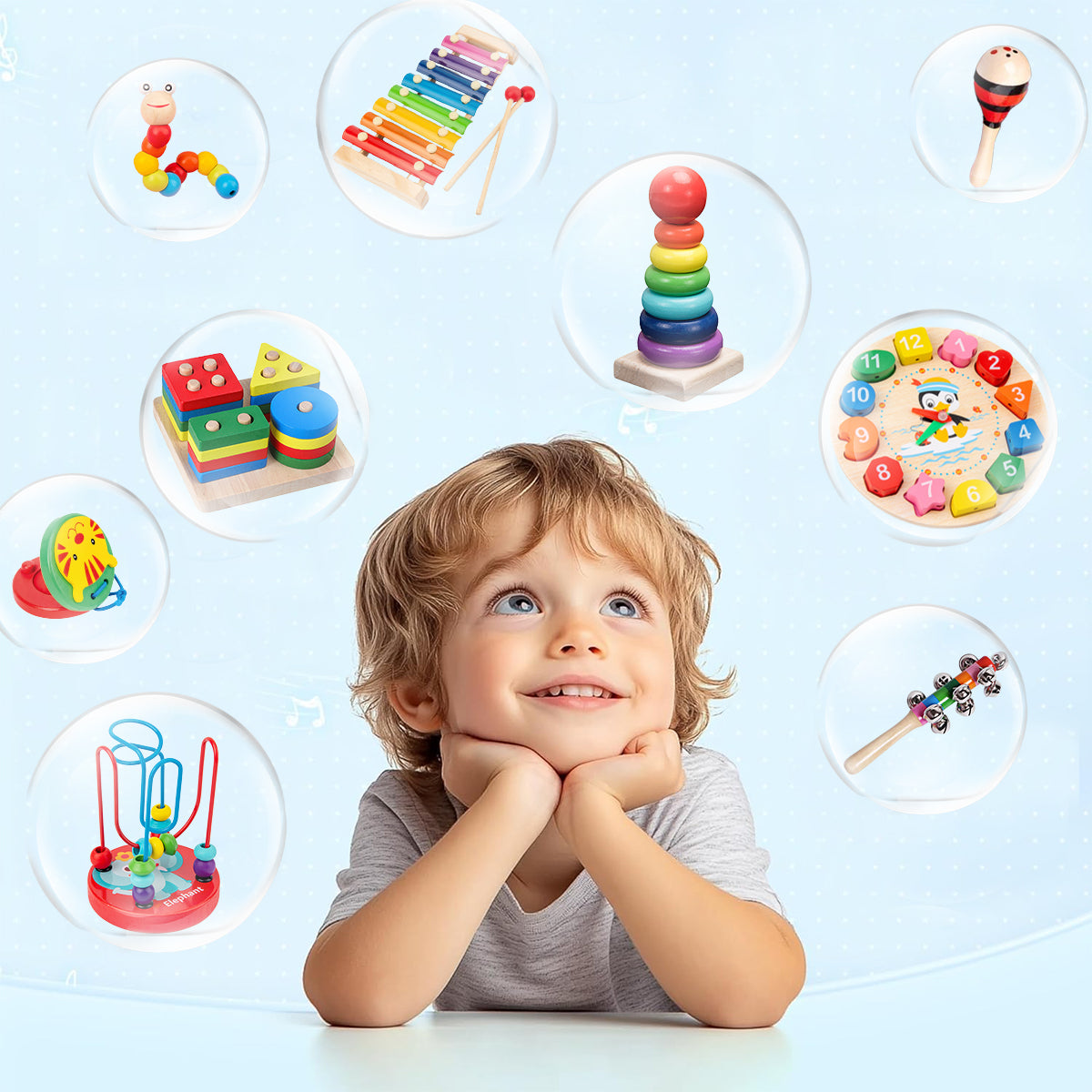 Brinquedo Educativo Montessori - Conjunto de Madeira com 8 Peças, Para Crianças de 1 a 3 Anos  KJ9104YZ