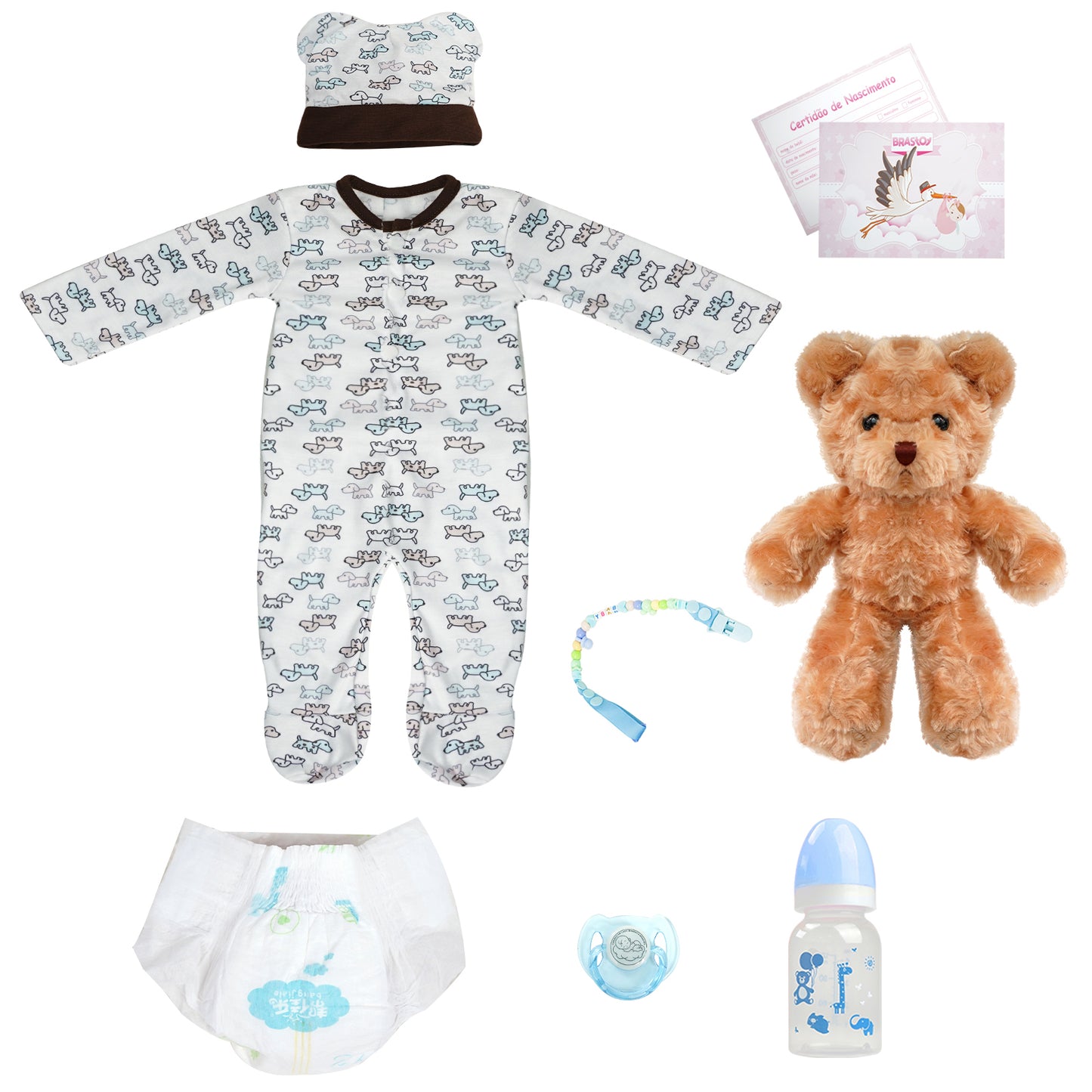 Brastoy Bebê Reborn Menino Silicone 48cm Realista Pintado Barato Pode dar Banho OTA-IG531CS