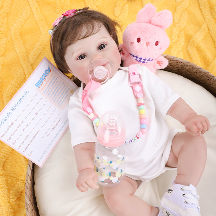 Brastoy Bebê Reborn Pintada Boneca Realista Menina 48cm -IG542
