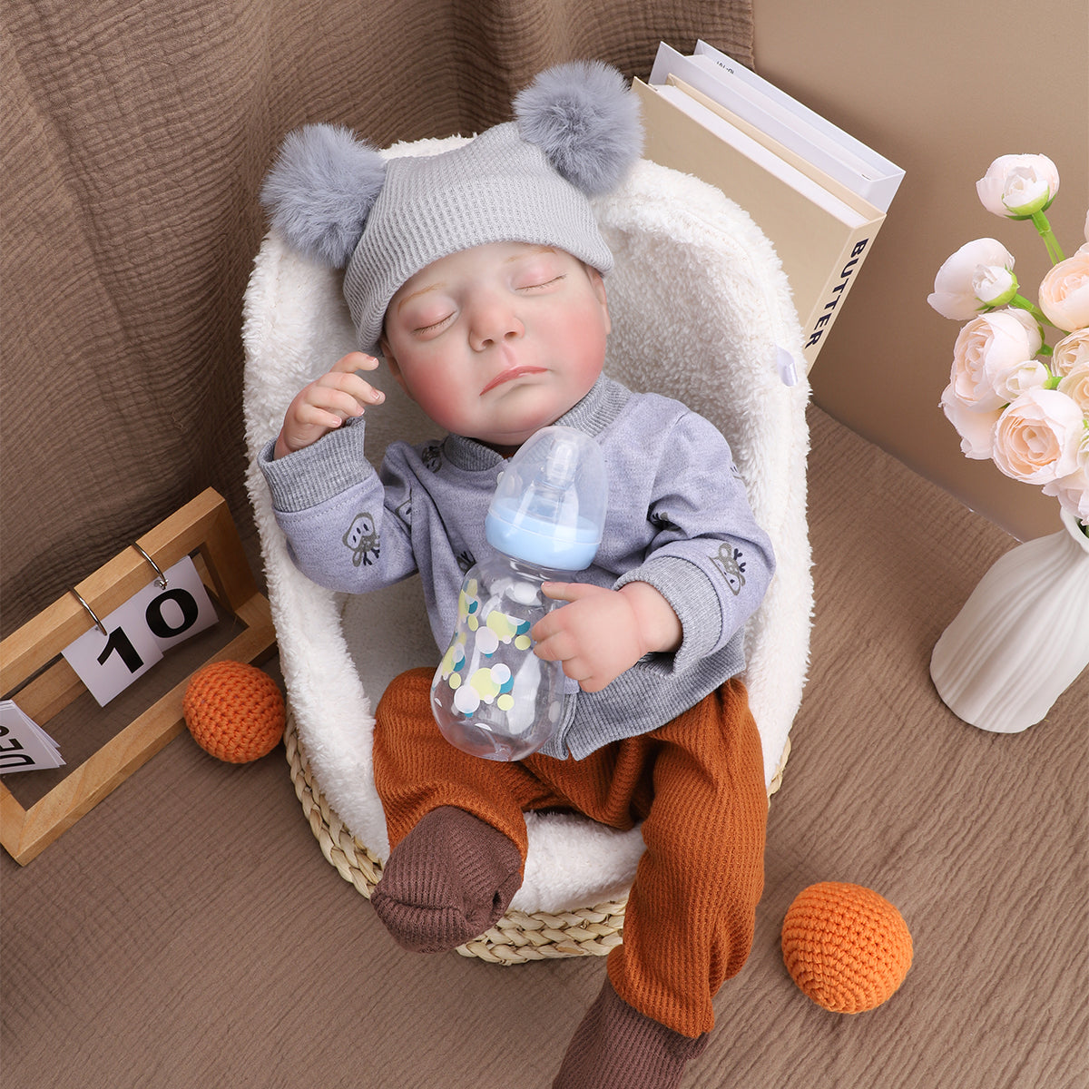 Brastoy Bebê Reborn Boneca 48cm Menino Silicone Pintada Realista OTA-IG576CS