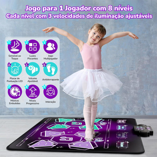 Aqui está o texto ajustado conforme solicitado (iniciais maiúsculas, com preposições em minúsculo): Tapete de Dança, Tapete de Dança Duplo para Crianças, Tapete de Dança Rítmica Infantil com Diferentes Níveis de Dificuldade KJ9080DZ