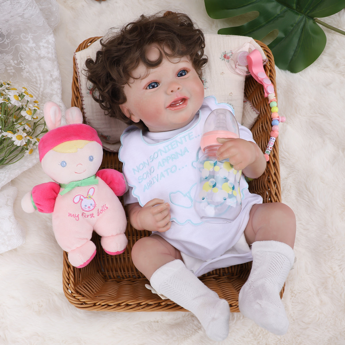 Brastoy Bebê Reborn Boneca 48cm Menina Sorridente Silicone Realista OTA-IG570CS