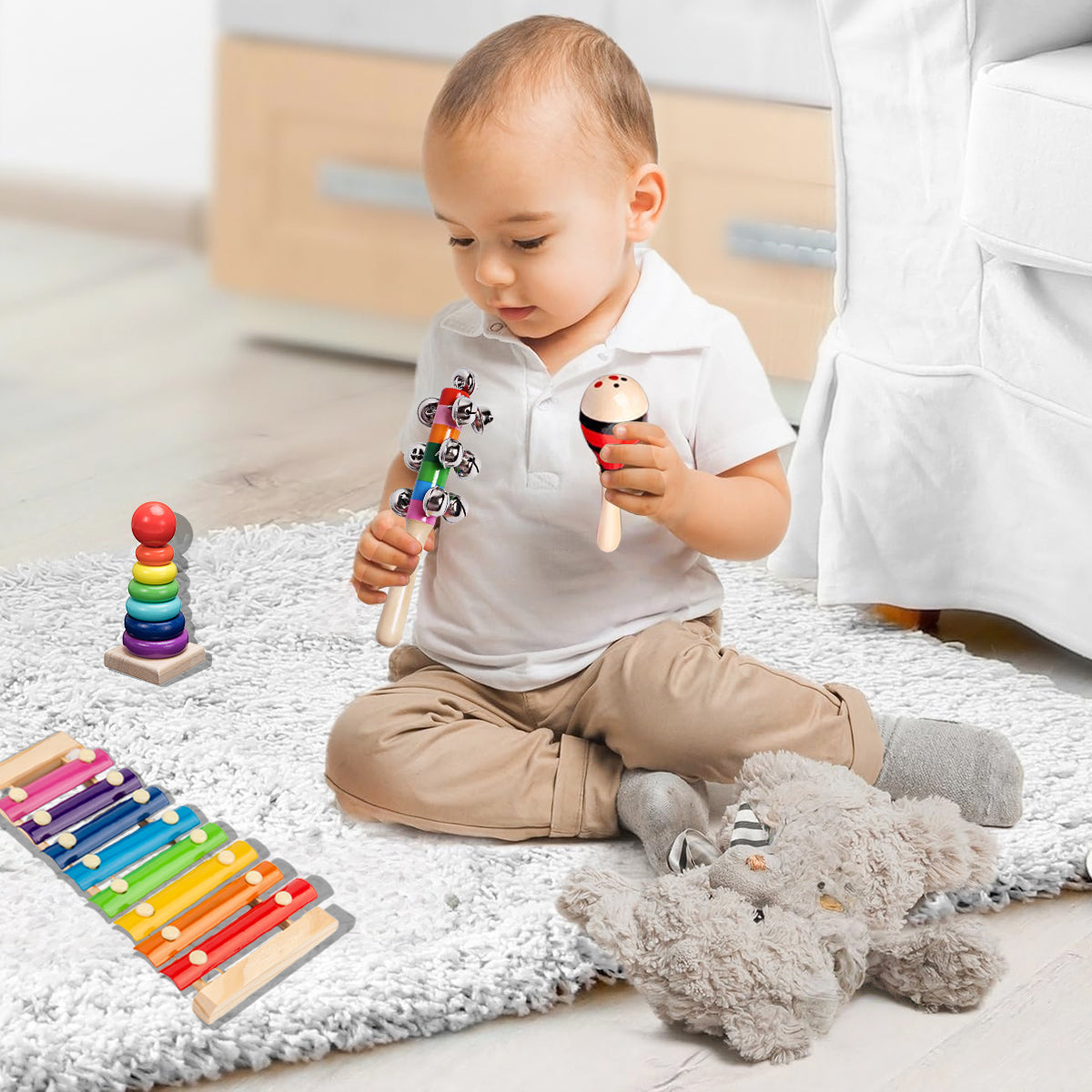 Brinquedo Educativo Montessori - Conjunto de Madeira com 8 Peças, Para Crianças de 1 a 3 Anos  KJ9104YZ