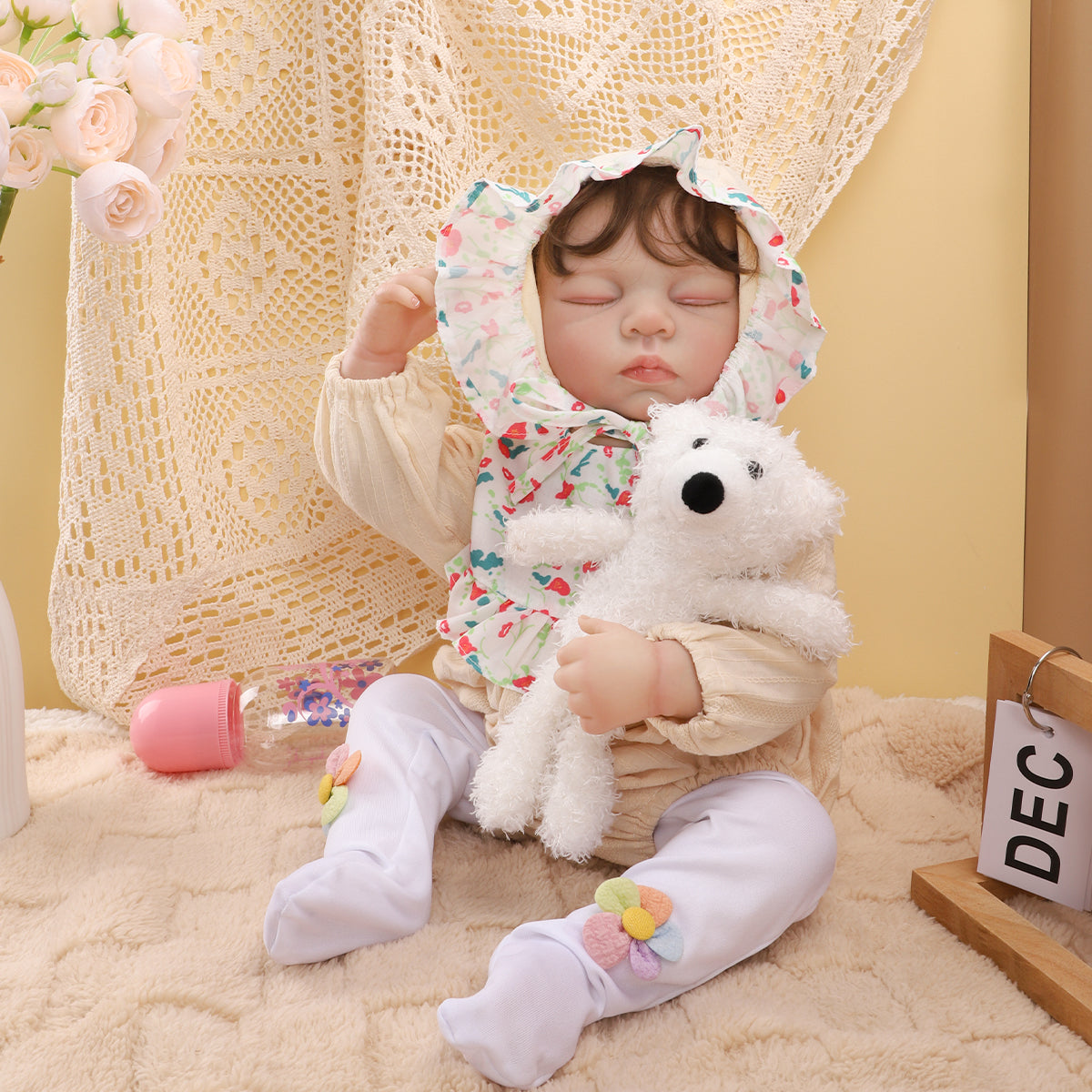 Brastoy Boneca Bebê Reborn Pintada Menina Marry 55cm Silicone OTA-IG587CS