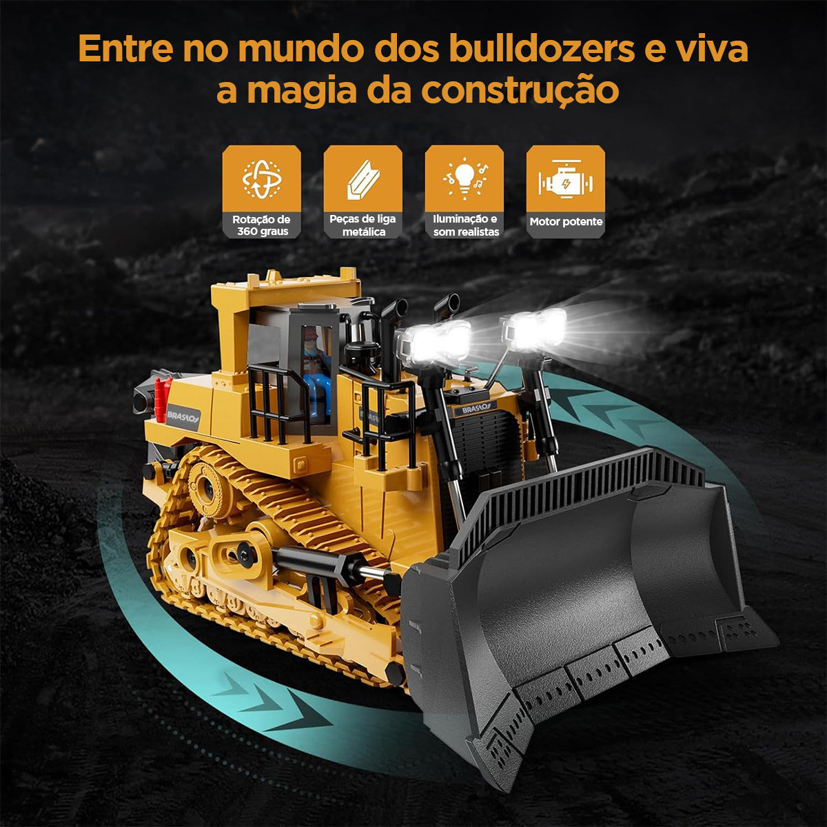 STEM Brinquedo Bulldozer de Controle Remoto - aminhão de Construção de Controle Remoto,  Presente Ideal para Crianças de 6 Anos ou Mais  TC992T