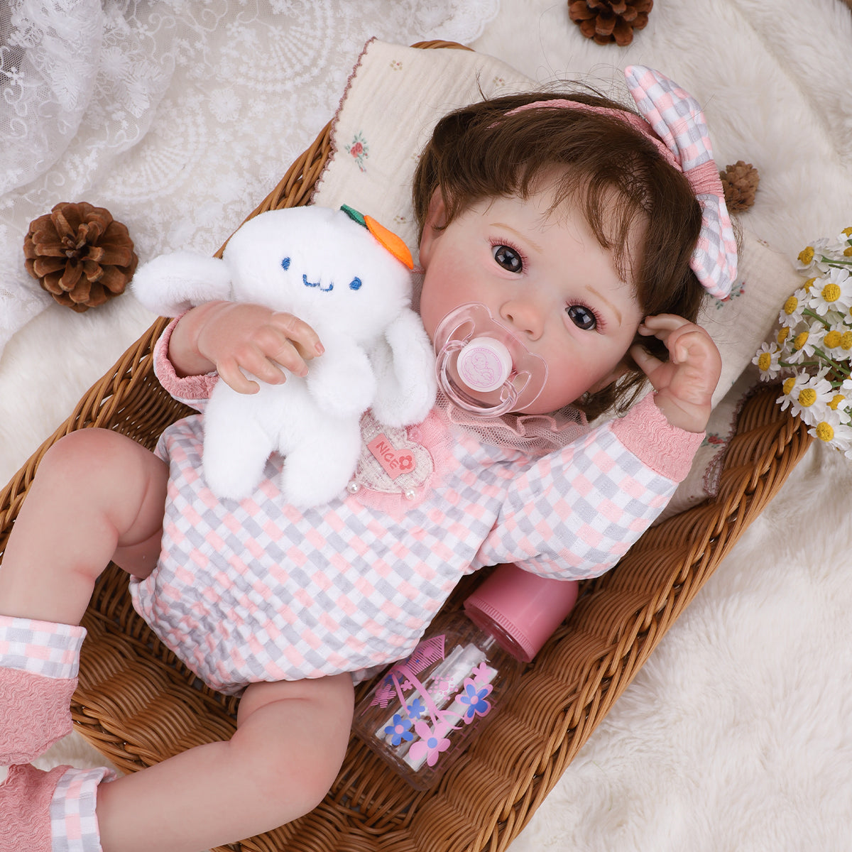Brastoy Bebê Reborn Boneca Silicone Menina Realita Pintada 48cm OTA-IG249CS