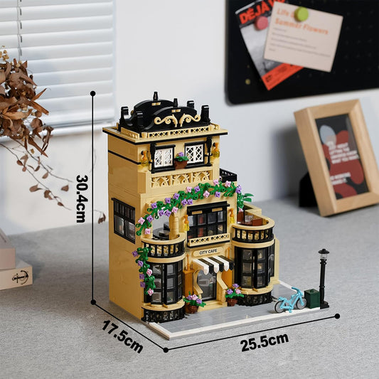 Blocos de Montar Construção Brinquedo STEM Arquitetura Edifício Casa de Café DIY 4.9mm Compatível (1443 Peças)   KJ9045HJ