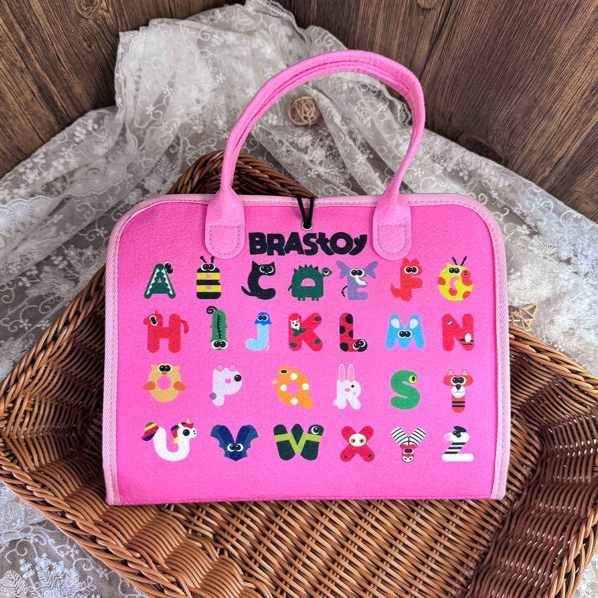 Placa de Montessori Sensorial para Crianças Maleta Educativa Brinquedo (Rosa)  OTA-BM107