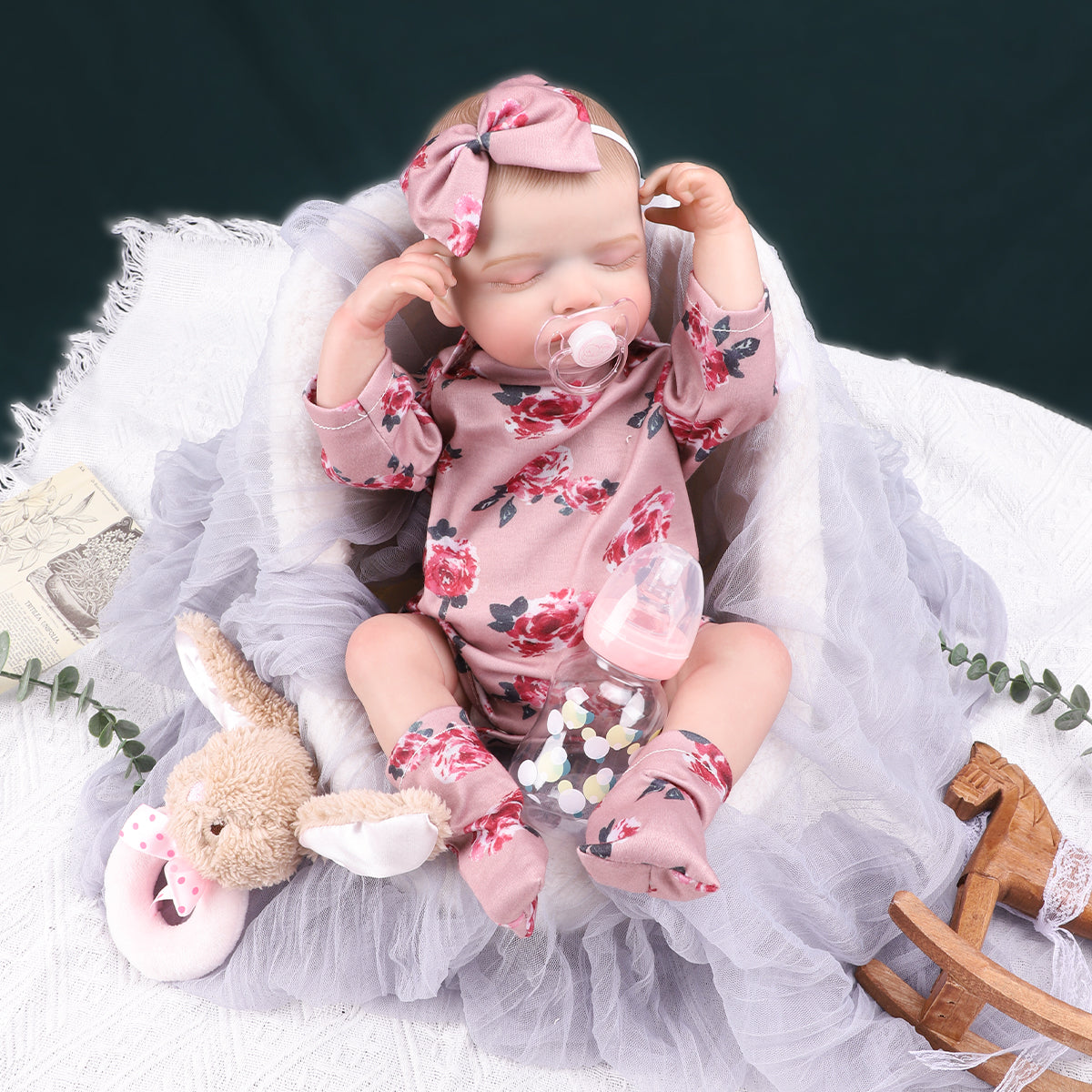 Brastoy Bebe Reborn Pintada Boneca Silicone Reaslita Menina 48cm Com Acessórios OTA-IG567CS