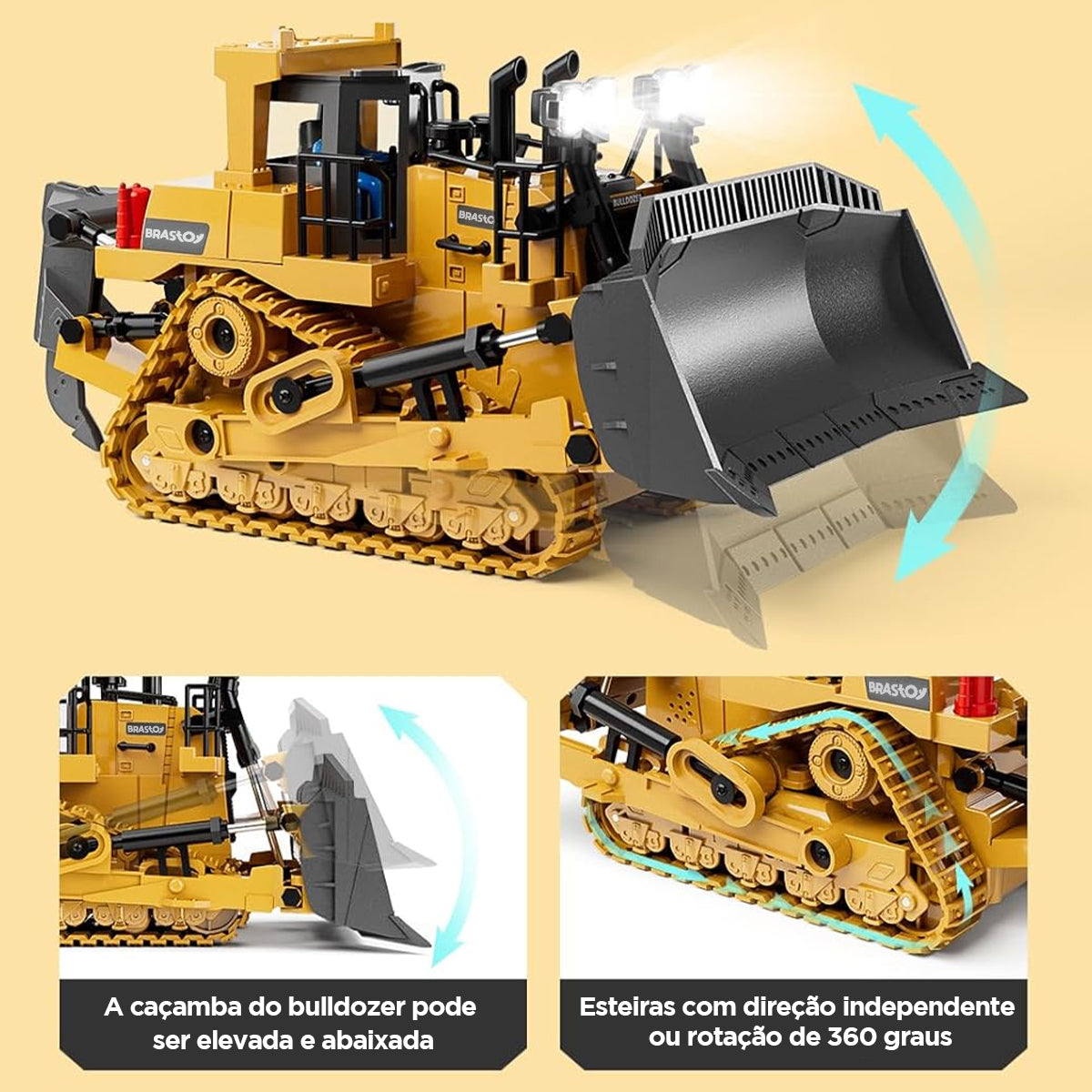 STEM Brinquedo Bulldozer de Controle Remoto - aminhão de Construção de Controle Remoto,  Presente Ideal para Crianças de 6 Anos ou Mais  TC992T
