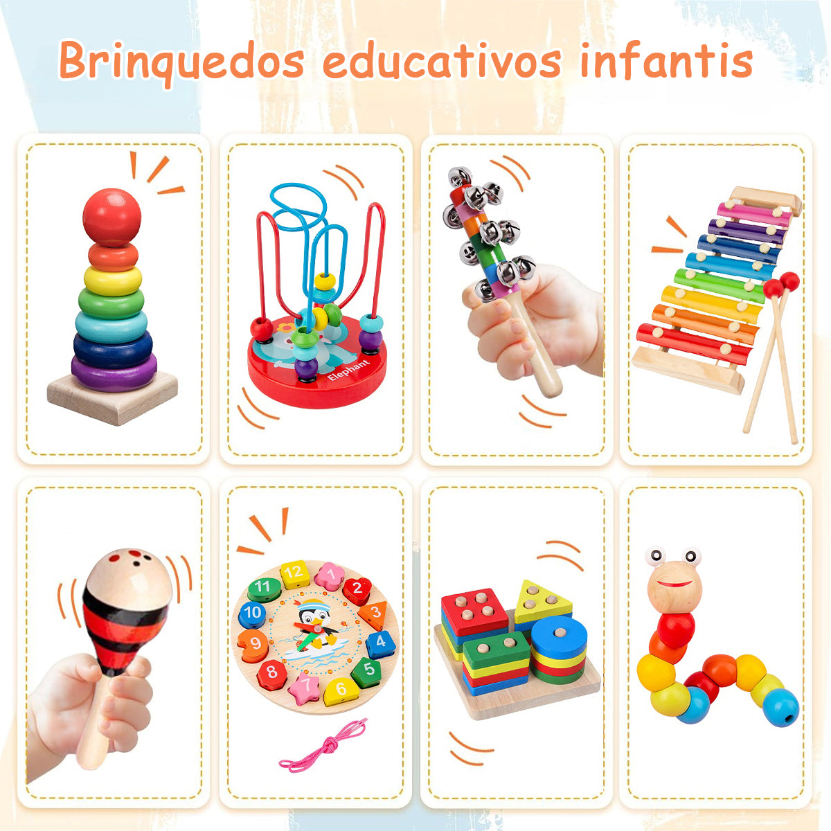Brinquedo Educativo Montessori - Conjunto de Madeira com 8 Peças, Para Crianças de 1 a 3 Anos  KJ9104YZ