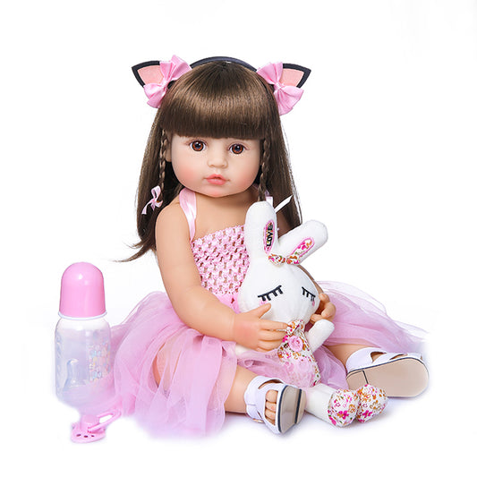 Brastoy Bonecas Bebe Reborn Menina 100% Silicone 55 Cm IG-520