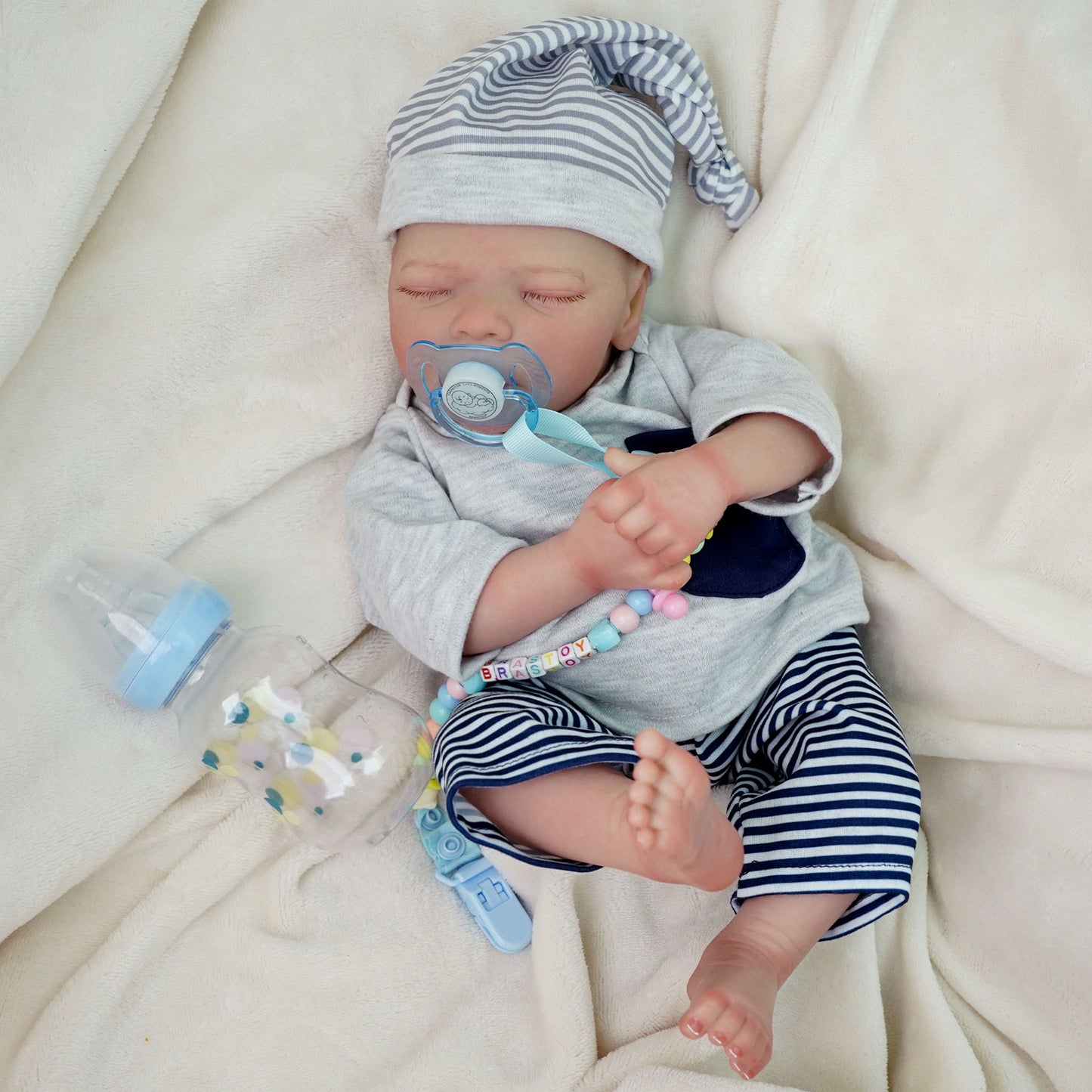 Brastoy Bebê Reborn Boneco 100% Silicone Menino Realista 48cm OTA-IG262CS