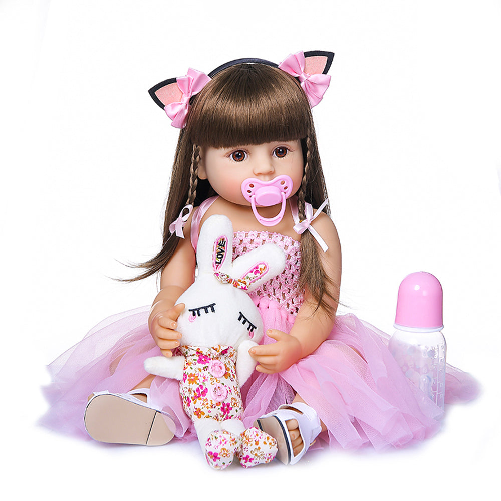 Brastoy Bonecas Bebe Reborn Menina 100% Silicone 55 Cm IG-520
