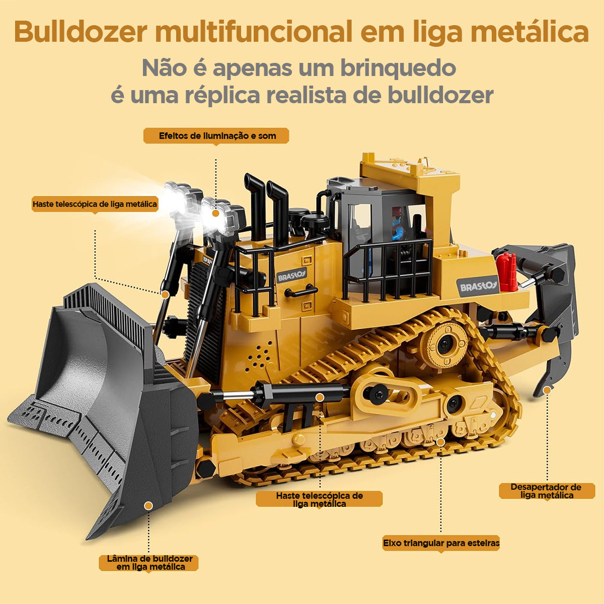 STEM Brinquedo Bulldozer de Controle Remoto - aminhão de Construção de Controle Remoto,  Presente Ideal para Crianças de 6 Anos ou Mais  TC992T