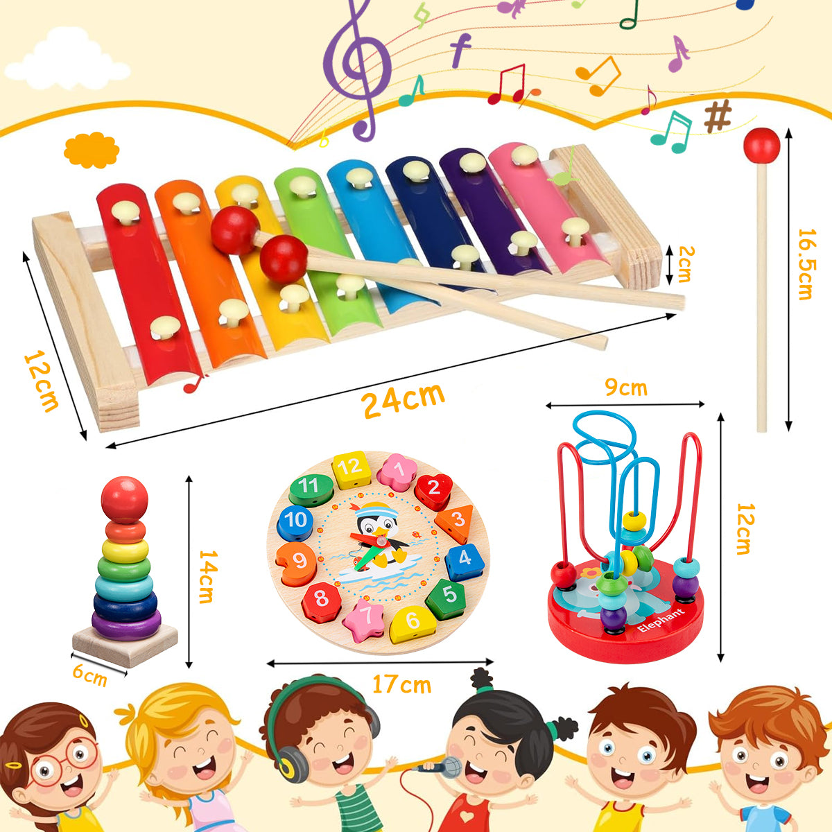 Brinquedo Educativo Montessori - Conjunto de Madeira com 8 Peças, Para Crianças de 1 a 3 Anos  KJ9104YZ