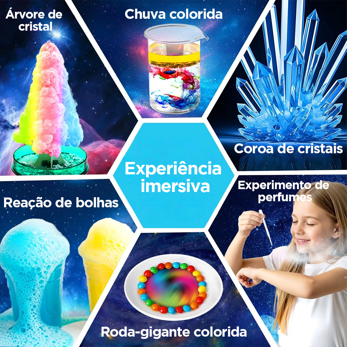 Kit de Experimentos Científicos STEM - Mais de 135 Combinações de Química, Brinquedo Educativo para Crianças a Partir de 8 Anos KJ9061HX
