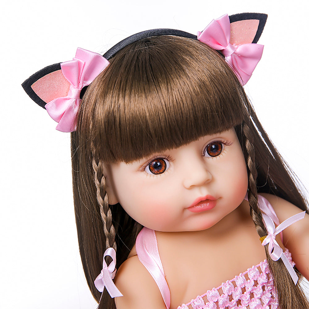 Brastoy Bonecas Bebe Reborn Menina 100% Silicone 55 Cm IG-520
