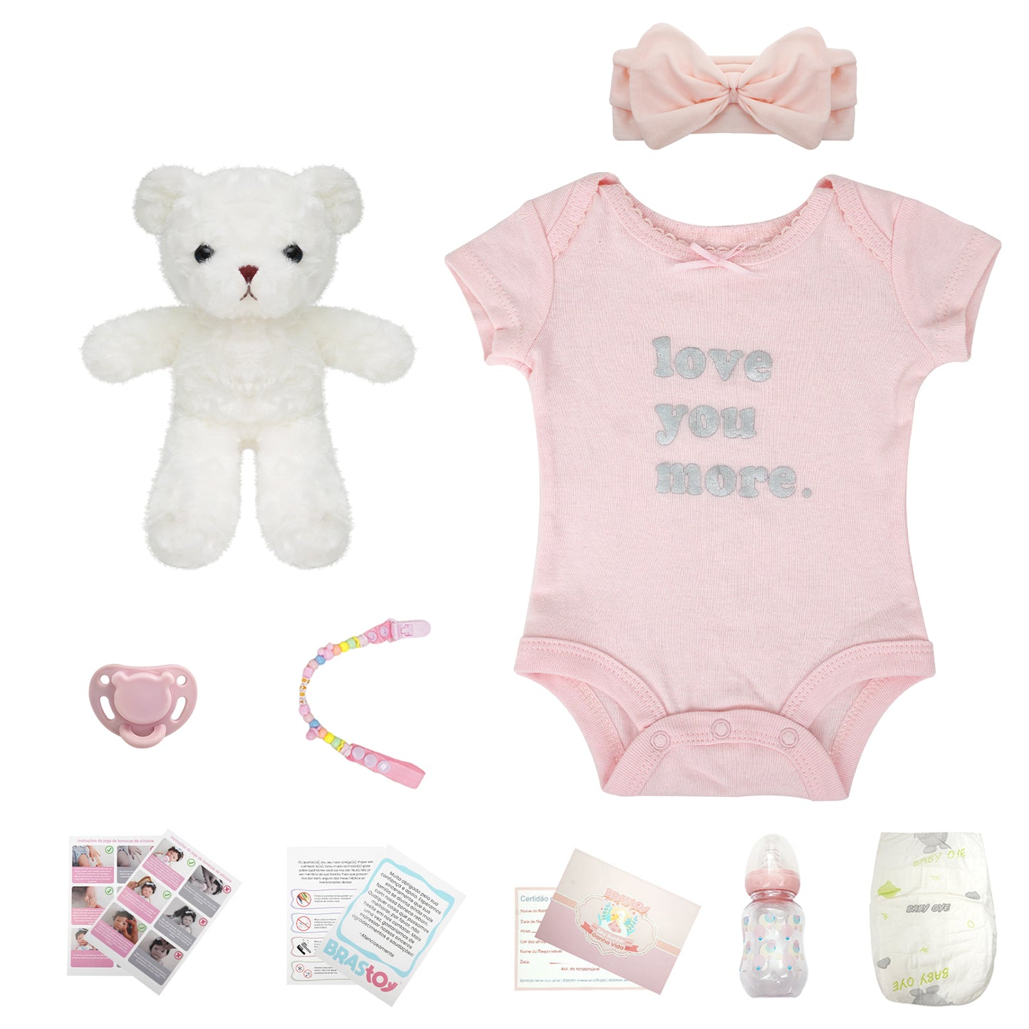 Brastoy Bebê Reborn Boneca Menina Sólido Silicone 48cm IG-529