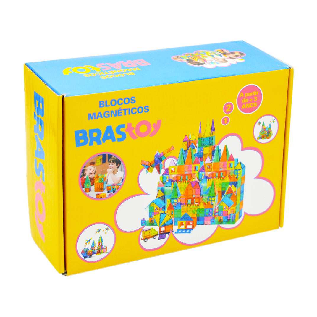 Blocos de Montar Magnéticos Construção Brinquedo Educativo Infantil 65 Peças BM438