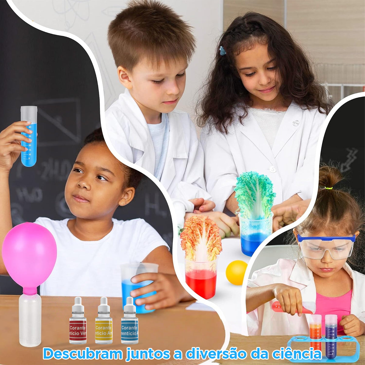 Kit de Experimentos Científicos STEM - Mais de 135 Combinações de Química, Brinquedo Educativo para Crianças a Partir de 8 Anos KJ9061HX