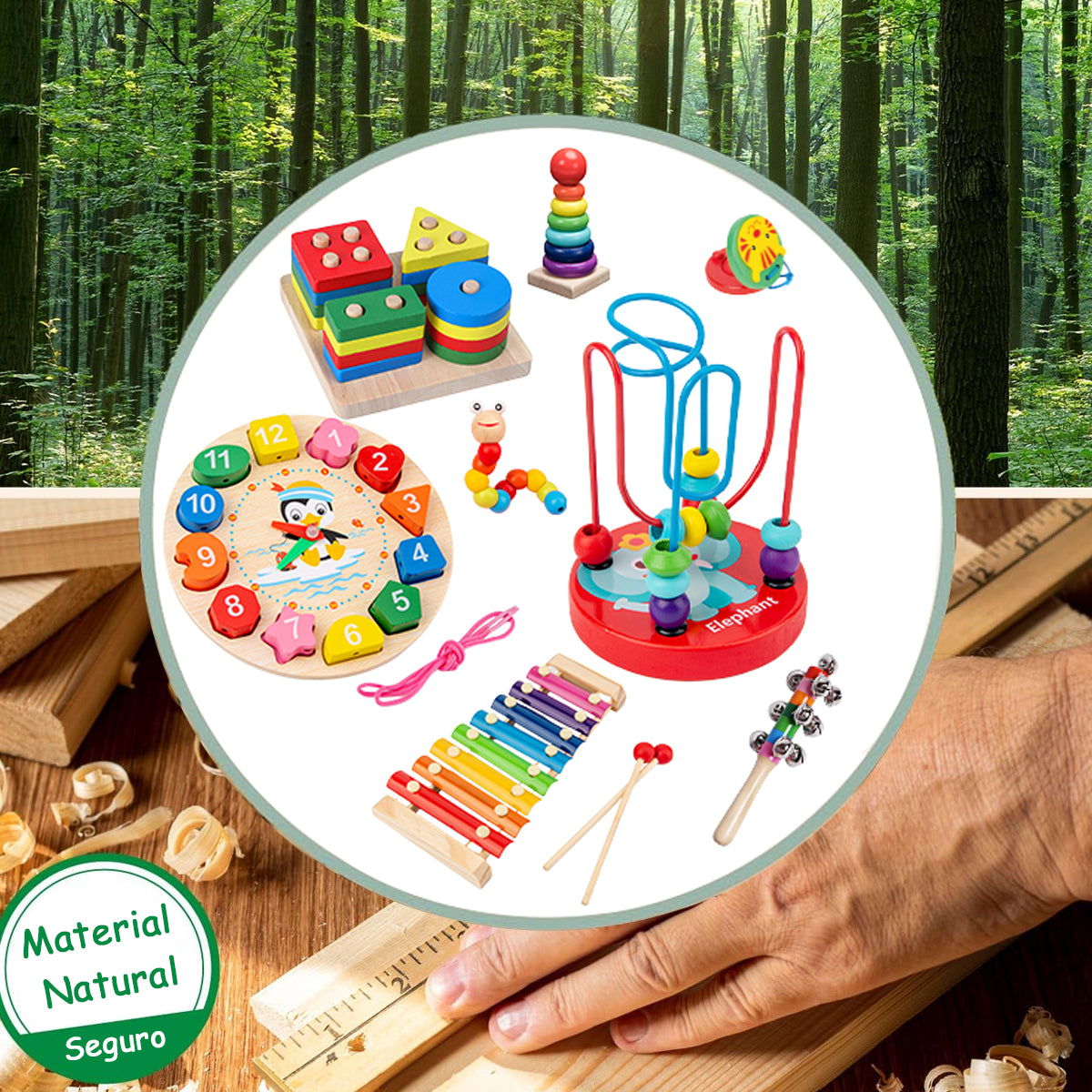 Brinquedo Educativo Montessori - Conjunto de Madeira com 8 Peças, Para Crianças de 1 a 3 Anos  KJ9104YZ