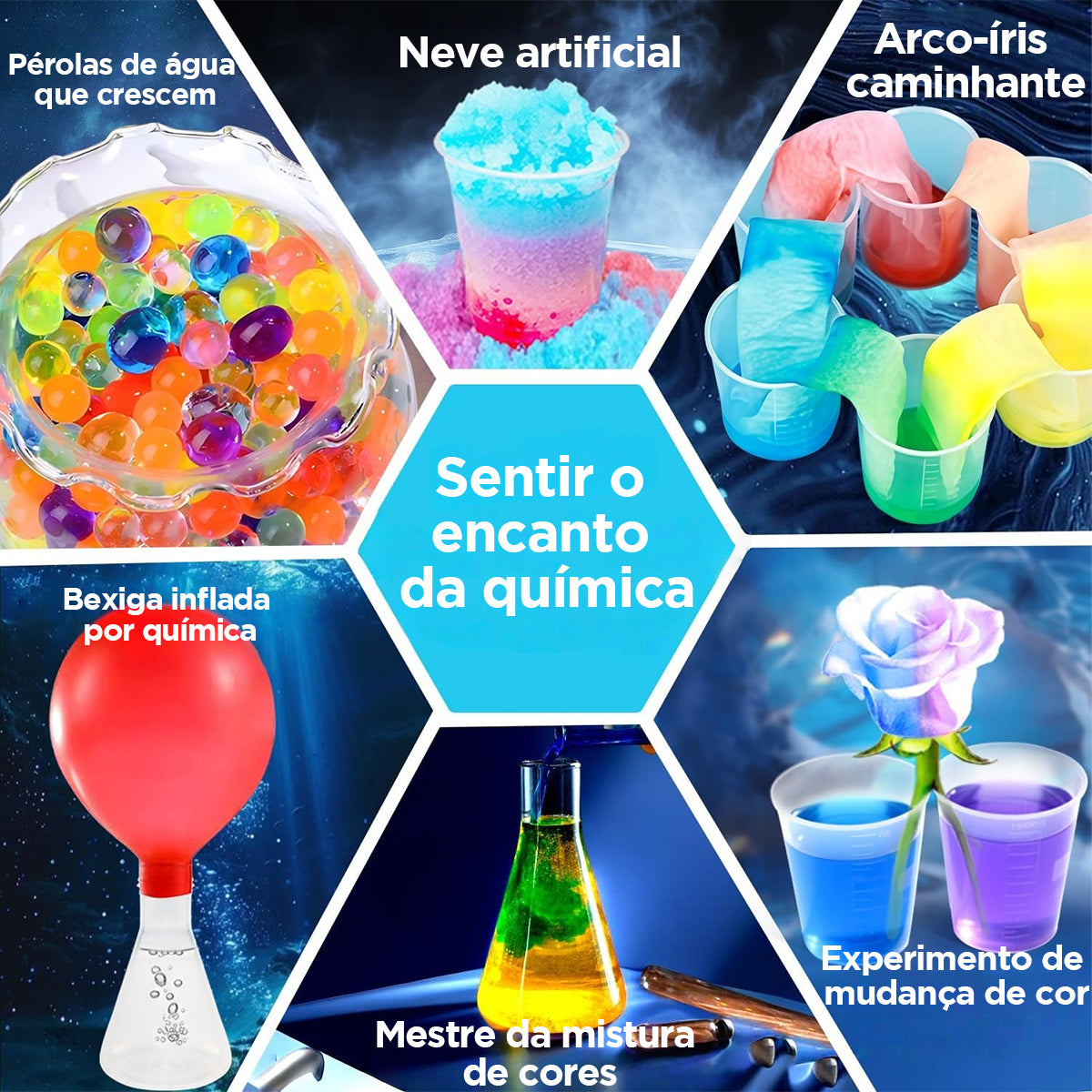 Kit de Experimentos Científicos STEM - Mais de 135 Combinações de Química, Brinquedo Educativo para Crianças a Partir de 8 Anos KJ9061HX