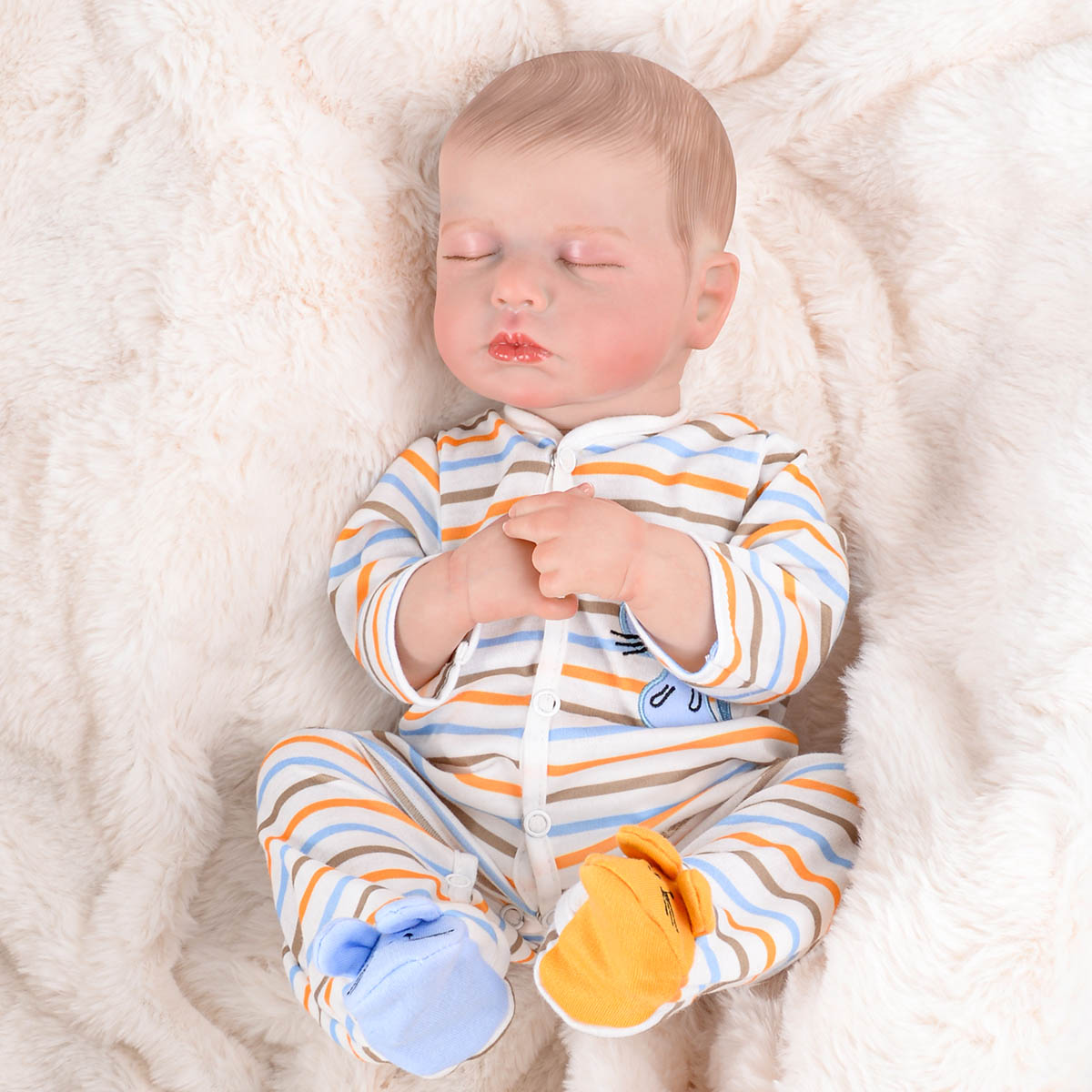 Brastoy Bebê Reborn Boneca Pintada Silicone Realistic Menino 48cm OE-IG543RB