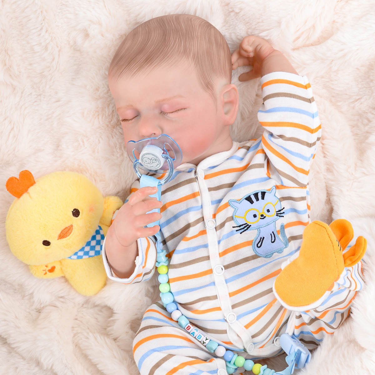 Brastoy Bebê Reborn Boneca Pintada Silicone Realistic Menino 48cm OE-IG543RB