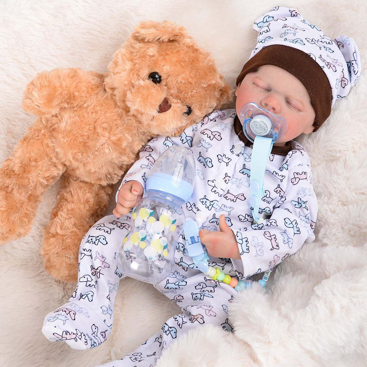 Brastoy Bebê Reborn Menino Silicone 48cm Realista Pintado Barato Pode dar Banho OTA-IG531CS