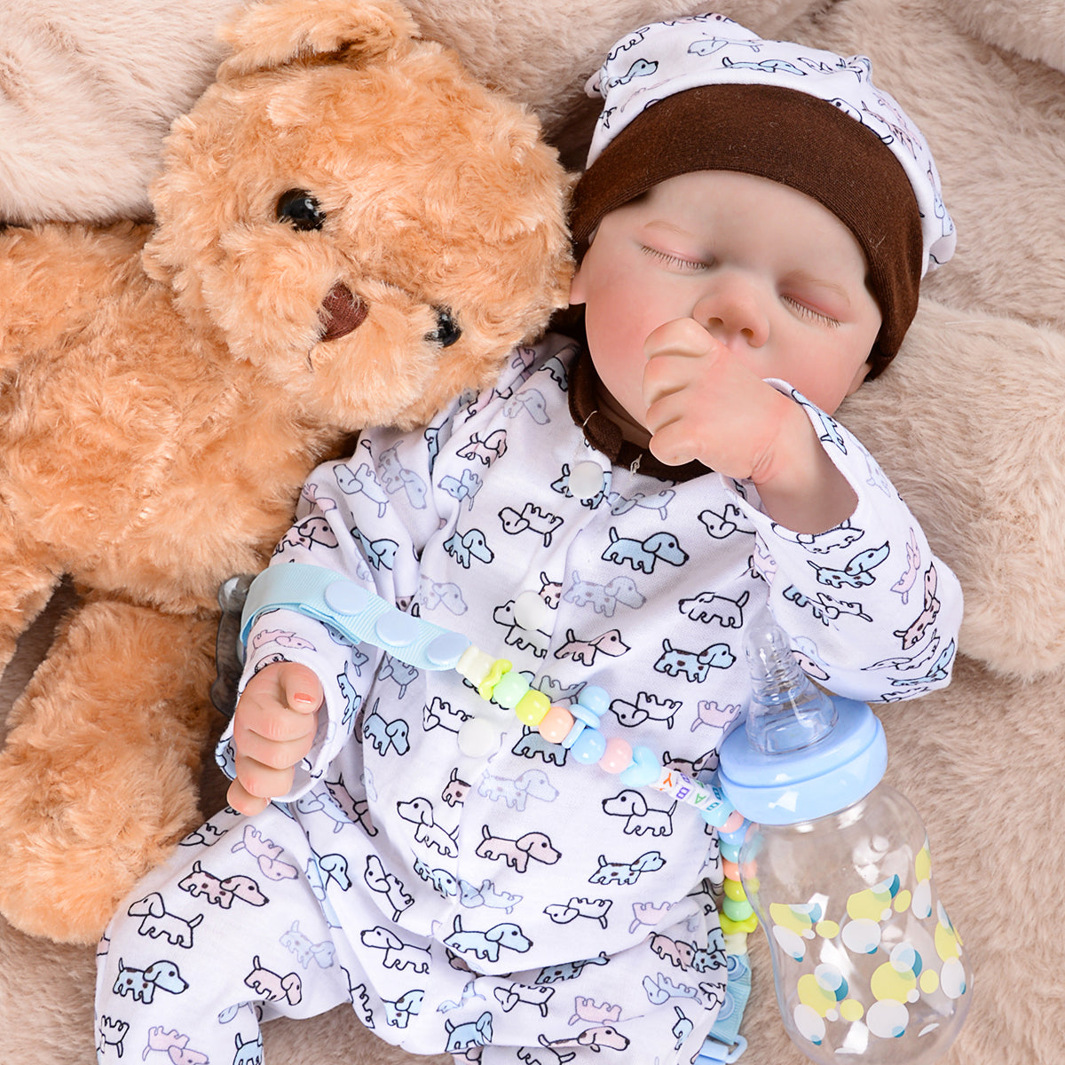 Brastoy Bebê Reborn Menino Silicone 48cm Realista Pintado Barato Pode dar Banho OTA-IG531CS