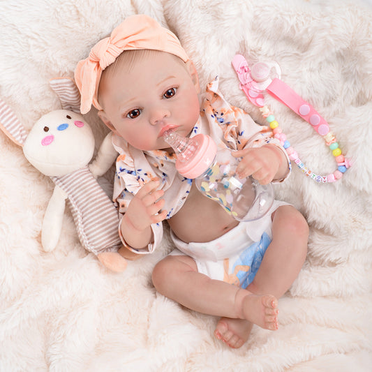 Brastoy Boneca Reborn Pintada Realista Menina 48cm Corpo De Silicone OTA-IG228CS