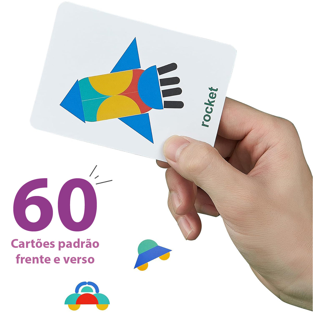 Brinquedo de Aprendizagem Montessori - Quebra-cabeça de Madeira, Contendo 36 Blocos e 60 Cartas, Adequada para Crianças de 1 a 3 Anos   CB903