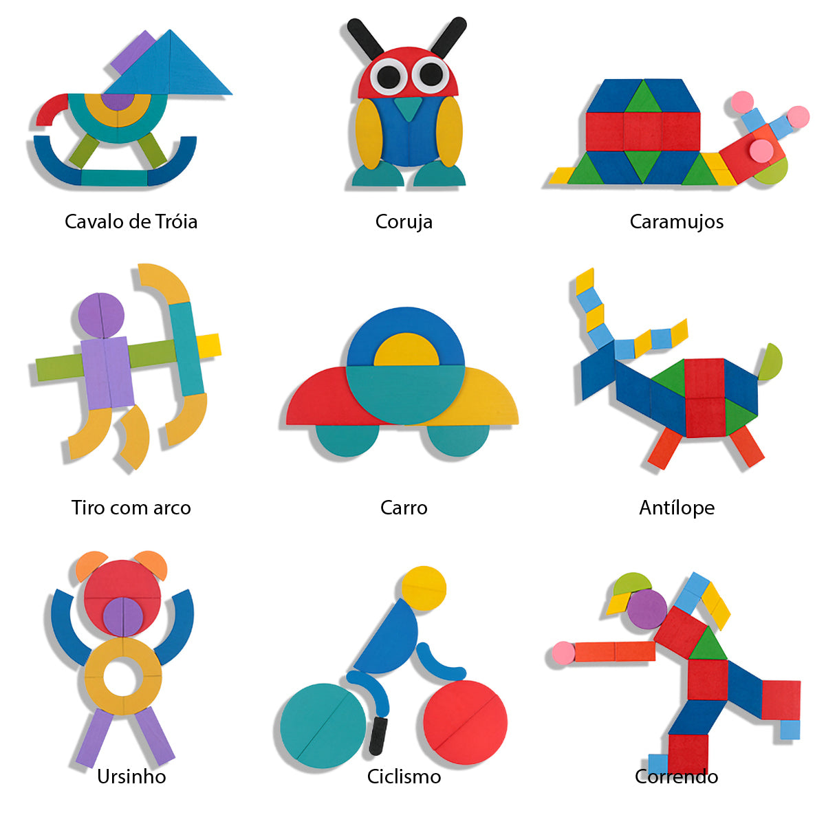 Brinquedo de Aprendizagem Montessori - Quebra-cabeça de Madeira, Contendo 36 Blocos e 60 Cartas, Adequada para Crianças de 1 a 3 Anos   CB903