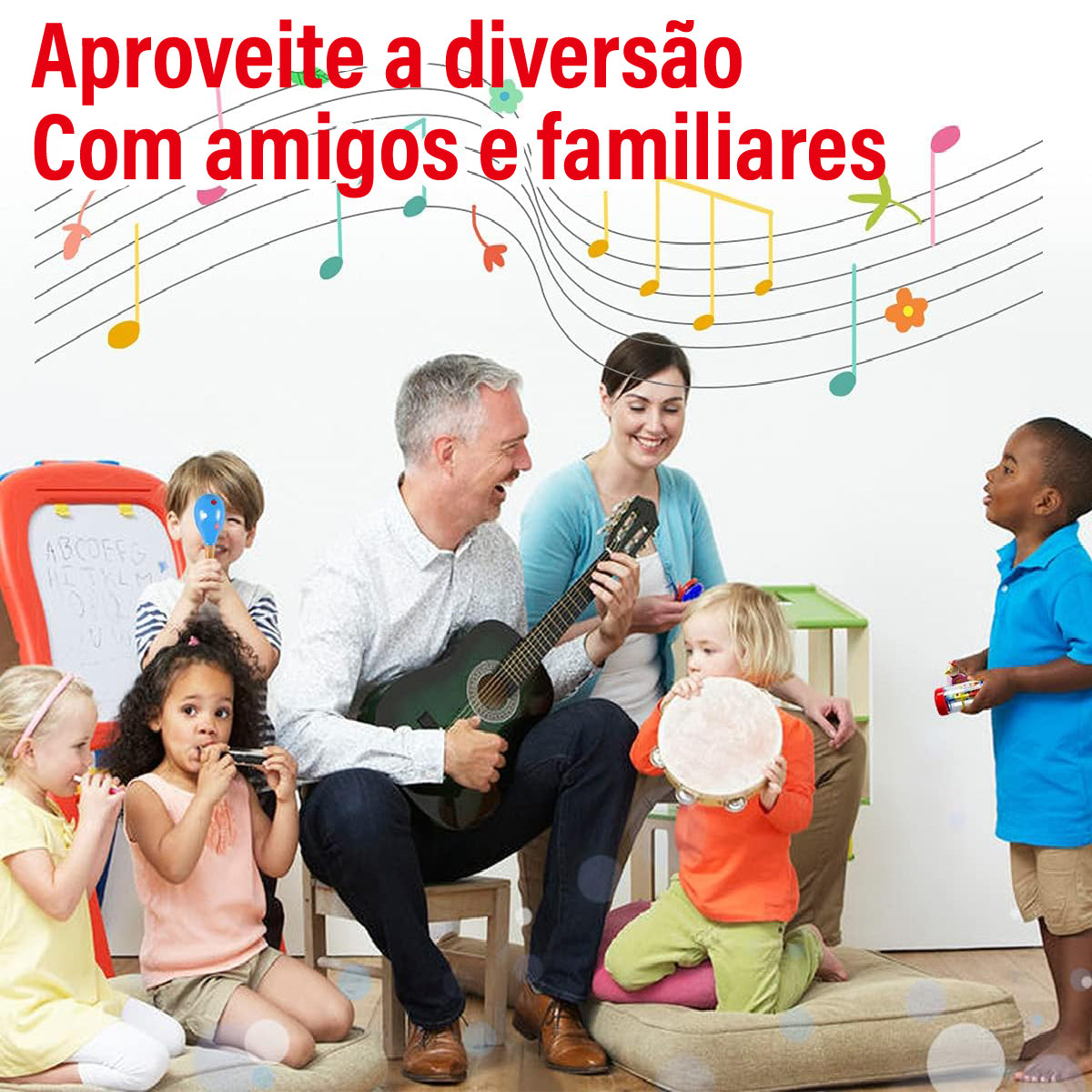 Instrumentos Musical Set de Percussão de Madeira Brinquedos Educativo Infantis Com Bolsa    CB905